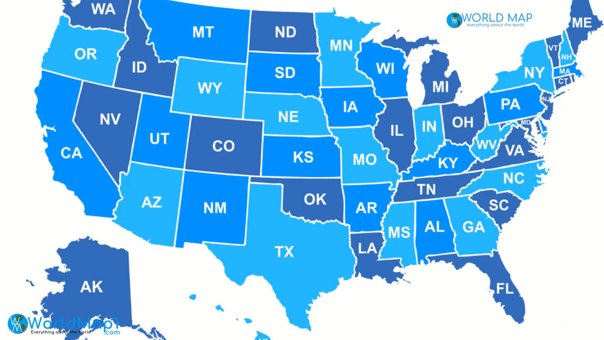 North America US States Map